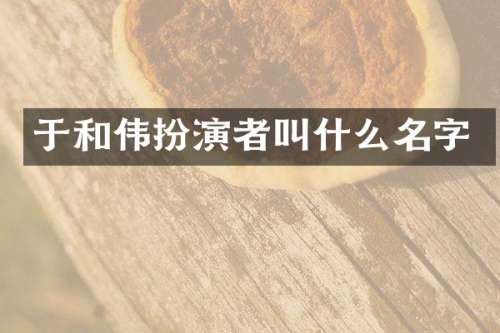 于和伟扮演者叫什么名字