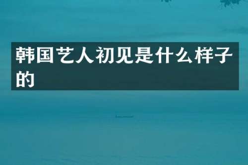 韩国艺人初见是什么样子的