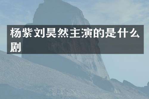 杨紫刘昊然主演的是什么剧