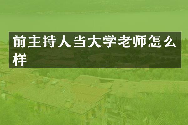 前主持人当大学老师怎么样