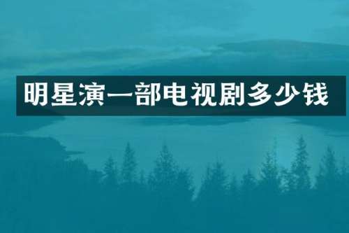 明星演一部电视剧多少钱