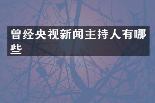 曾经央视新闻主持人有哪些