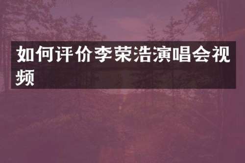 如何评价李荣浩演唱会视频