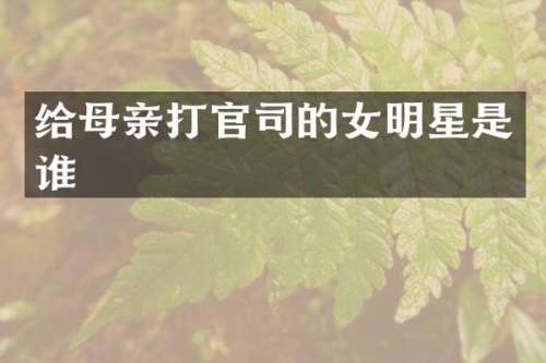 给母亲打官司的女明星是谁