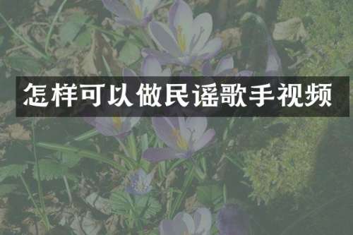 怎样可以做民谣歌手视频