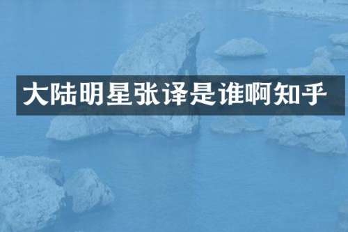 大陆明星张译是谁啊知乎