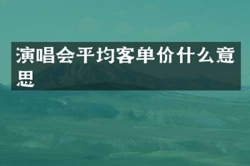 演唱会平均客单价什么意思