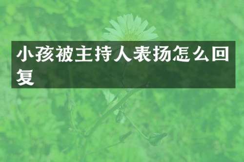 小孩被主持人表扬怎么回复