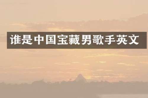 谁是中国宝藏男歌手英文
