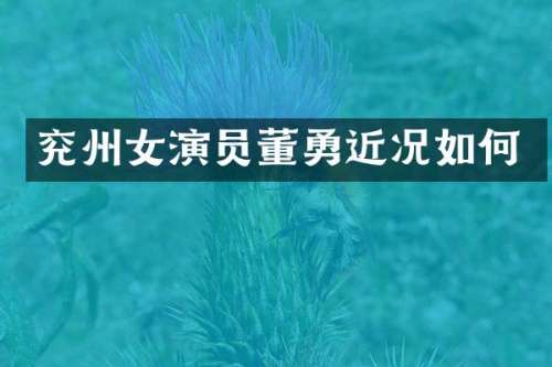 兖州女演员董勇近况如何