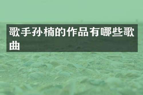 歌手孙楠的作品有哪些歌曲