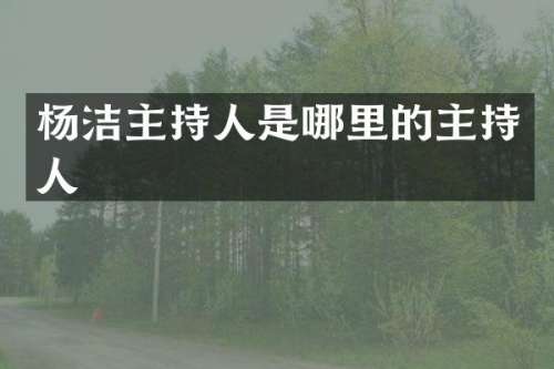 杨洁主持人是哪里的主持人
