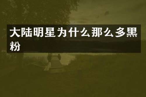 大陆明星为什么那么多黑粉