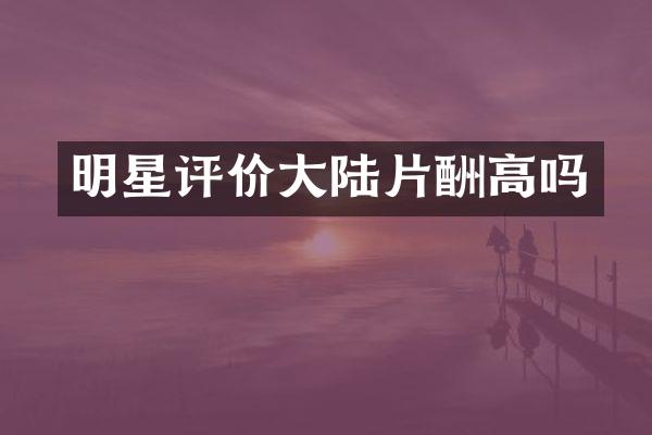 明星评价大陆片酬高吗