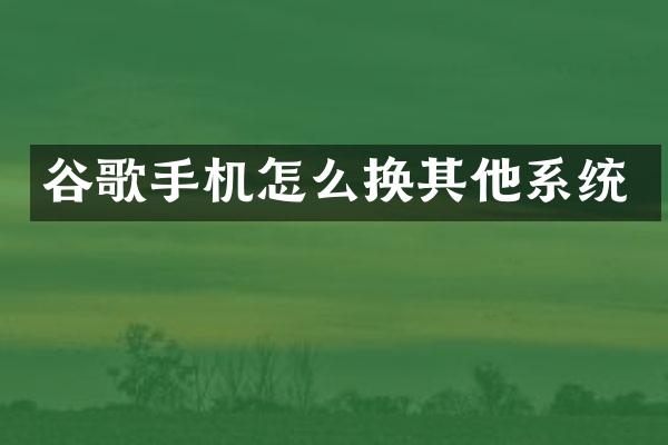 谷歌手机怎么换其他系统