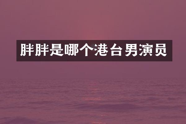 胖胖是哪个港台男演员