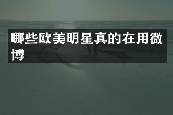 哪些欧美明星真的在用微博