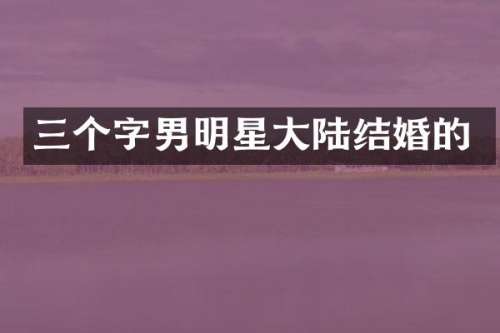 三个字男明星大陆结婚的