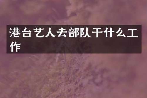 港台艺人去部队干什么工作