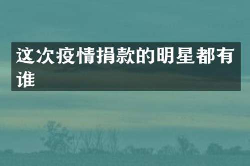 这次疫情捐款的明星都有谁