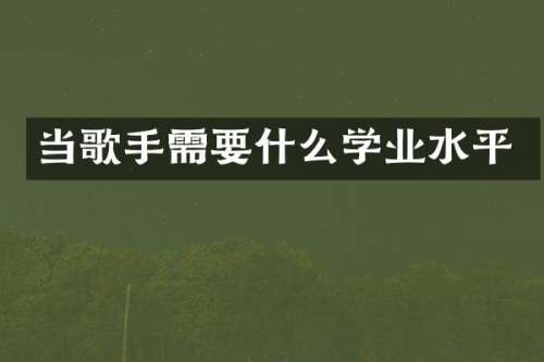 当歌手需要什么学业水平