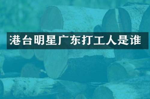 港台明星广东打工人是谁