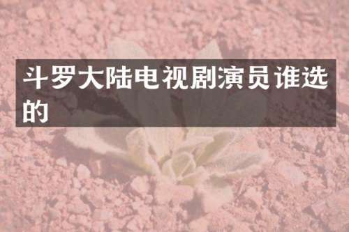 斗罗大陆电视剧演员谁选的