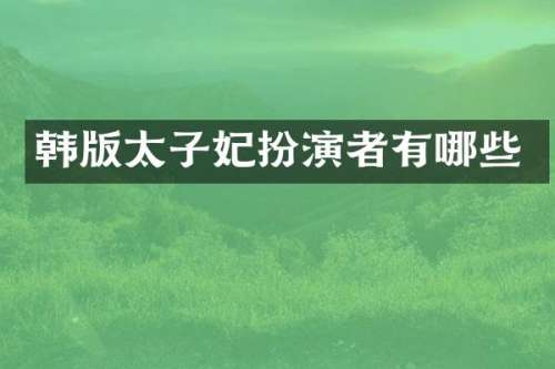 韩版太子妃扮演者有哪些