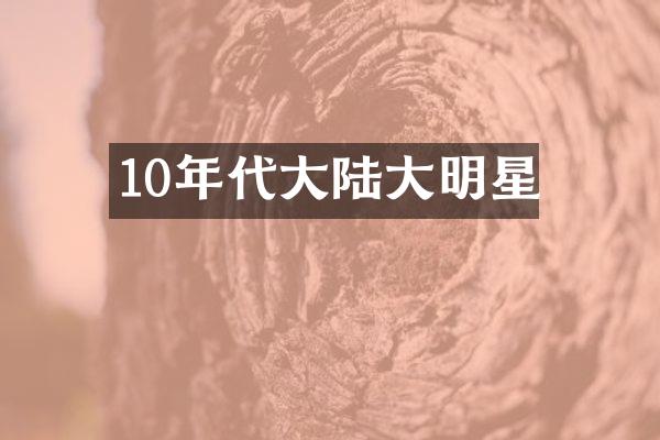 10年代大陆大明星