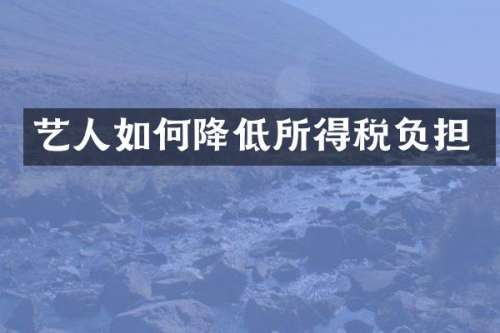 艺人如何降低所得税负担