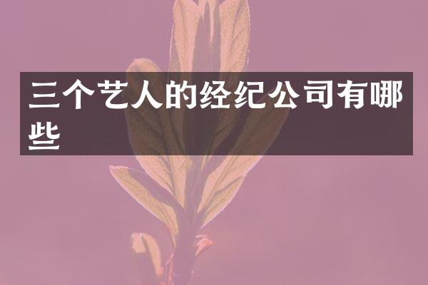 三个艺人的经纪公司有哪些