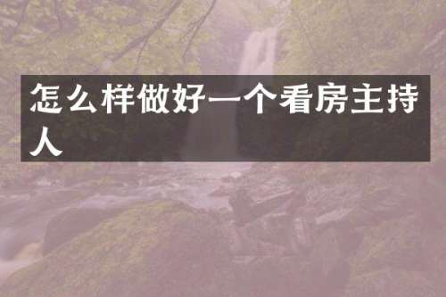 怎么样做好一个看房主持人