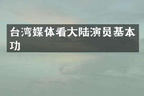 台湾媒体看大陆演员基本功
