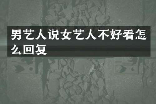男艺人说女艺人不好看怎么回复