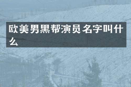 欧美男黑帮演员名字叫什么