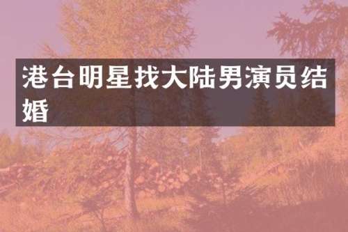 港台明星找大陆男演员结婚
