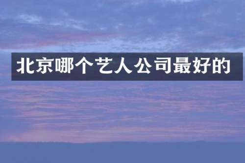 北京哪个艺人公司最好的