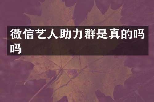 微信艺人助力群是真的吗吗