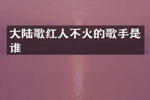 大陆歌红人不火的歌手是谁