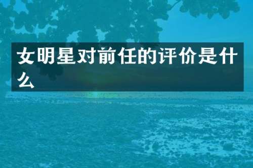 女明星对前任的评价是什么
