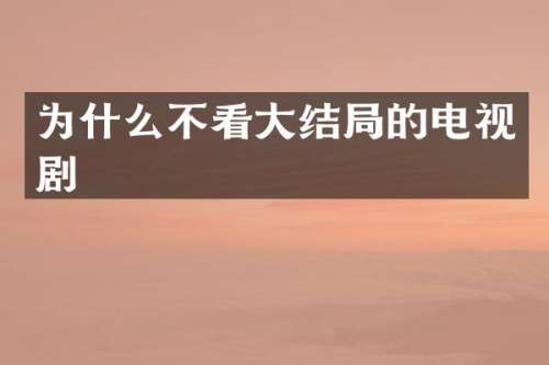 为什么不看大结局的电视剧