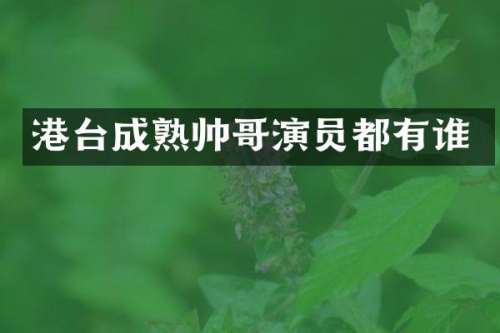 港台成熟帅哥演员都有谁