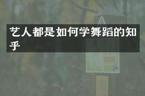 艺人都是如何学舞蹈的知乎