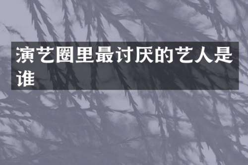 演艺圈里最讨厌的艺人是谁