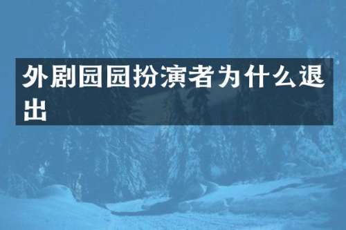 外剧园园扮演者为什么退出