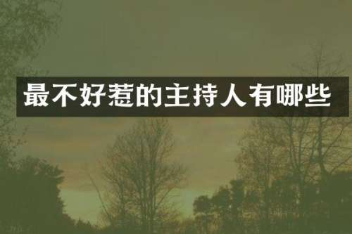 最不好惹的主持人有哪些