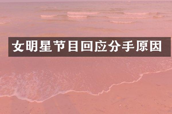 女明星节目回应分手原因