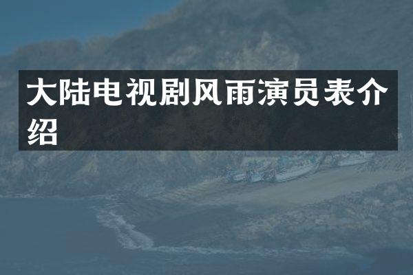 大陆电视剧风雨演员表介绍