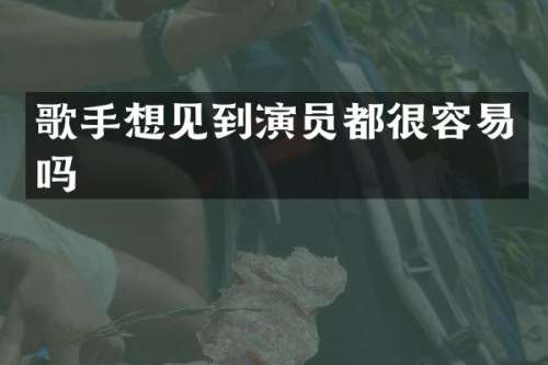 歌手想见到演员都很容易吗