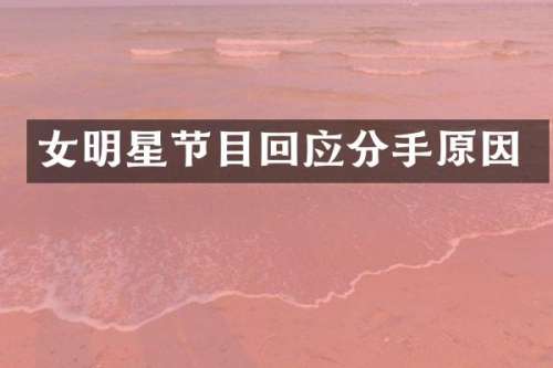女明星节目回应分手原因